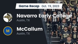 Recap: Navarro Early College  vs. McCallum  2023