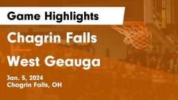 Chagrin Falls  vs West Geauga  Game Highlights - Jan. 5, 2024