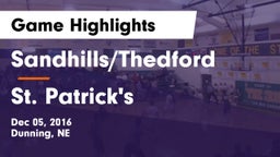 Sandhills/Thedford vs St. Patrick's  Game Highlights - Dec 05, 2016