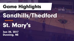 Sandhills/Thedford vs St. Mary's  Game Highlights - Jan 20, 2017