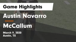 Austin Navarro  vs McCallum  Game Highlights - March 9, 2020