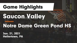 Saucon Valley  vs Notre Dame Green Pond HS Game Highlights - Jan. 21, 2021