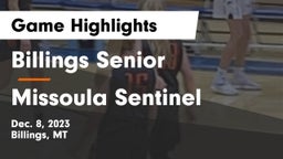 Billings Senior  vs Missoula Sentinel  Game Highlights - Dec. 8, 2023