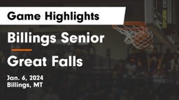 Billings Senior  vs Great Falls  Game Highlights - Jan. 6, 2024