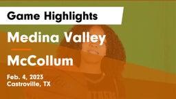 Medina Valley  vs McCollum  Game Highlights - Feb. 4, 2023