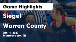 Siegel  vs Warren County  Game Highlights - Jan. 4, 2022