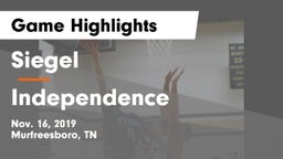 Siegel  vs Independence  Game Highlights - Nov. 16, 2019