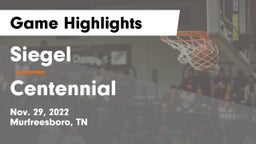 Siegel  vs Centennial  Game Highlights - Nov. 29, 2022
