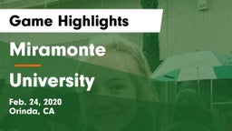 Miramonte  vs University  Game Highlights - Feb. 24, 2020