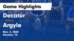 Decatur  vs Argyle  Game Highlights - Nov. 5, 2020