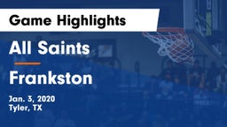 All Saints  vs Frankston  Game Highlights - Jan. 3, 2020