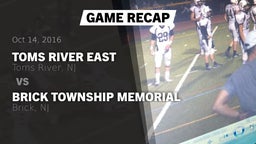 Recap: Toms River East  vs. Brick Township Memorial  2016