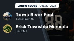 Recap: Toms River East  vs. Brick Township Memorial  2022