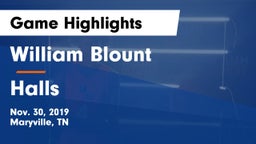 William Blount  vs Halls  Game Highlights - Nov. 30, 2019