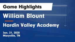 William Blount  vs Hardin Valley Academy Game Highlights - Jan. 21, 2020