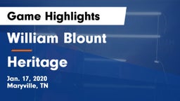 William Blount  vs Heritage  Game Highlights - Jan. 17, 2020