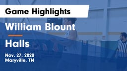 William Blount  vs Halls  Game Highlights - Nov. 27, 2020
