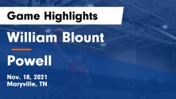 William Blount  vs Powell  Game Highlights - Nov. 18, 2021