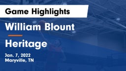 William Blount  vs Heritage  Game Highlights - Jan. 7, 2022