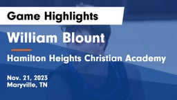 William Blount  vs Hamilton Heights Christian Academy  Game Highlights - Nov. 21, 2023