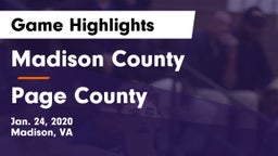 Madison County  vs Page County  Game Highlights - Jan. 24, 2020