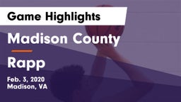 Madison County  vs Rapp Game Highlights - Feb. 3, 2020