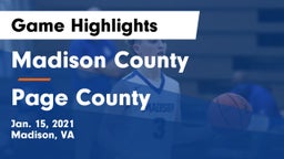 Madison County  vs Page County  Game Highlights - Jan. 15, 2021