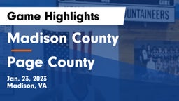 Madison County  vs Page County  Game Highlights - Jan. 23, 2023