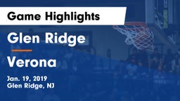 Glen Ridge  vs Verona  Game Highlights - Jan. 19, 2019
