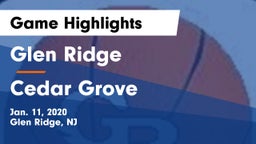 Glen Ridge  vs Cedar Grove  Game Highlights - Jan. 11, 2020