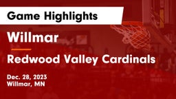 Willmar  vs Redwood Valley Cardinals Game Highlights - Dec. 28, 2023