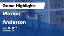 Marion  vs Anderson  Game Highlights - Jan. 15, 2019
