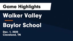 Walker Valley  vs Baylor School Game Highlights - Dec. 1, 2020