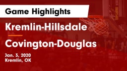 Kremlin-Hillsdale  vs Covington-Douglas  Game Highlights - Jan. 3, 2020