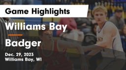 Williams Bay  vs Badger  Game Highlights - Dec. 29, 2023