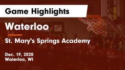 Waterloo  vs St. Mary's Springs Academy  Game Highlights - Dec. 19, 2020