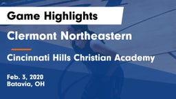 Clermont Northeastern  vs Cincinnati Hills Christian Academy Game Highlights - Feb. 3, 2020
