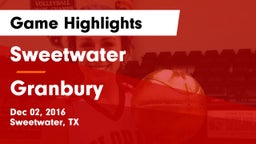 Sweetwater  vs Granbury  Game Highlights - Dec 02, 2016