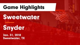 Sweetwater  vs Snyder  Game Highlights - Jan. 31, 2018