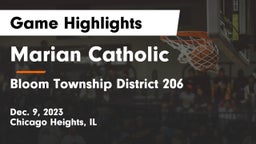 Marian Catholic  vs Bloom Township  District 206 Game Highlights - Dec. 9, 2023