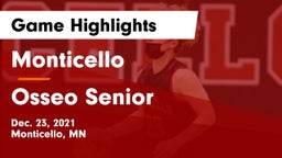 Monticello  vs Osseo Senior  Game Highlights - Dec. 23, 2021