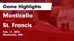 Monticello  vs St. Francis  Game Highlights - Feb. 17, 2023