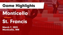 Monticello  vs St. Francis  Game Highlights - March 7, 2023