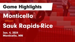 Monticello  vs Sauk Rapids-Rice  Game Highlights - Jan. 4, 2024