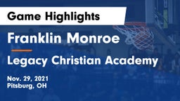 Franklin Monroe  vs Legacy Christian Academy Game Highlights - Nov. 29, 2021