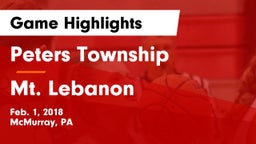 Peters Township  vs Mt. Lebanon  Game Highlights - Feb. 1, 2018