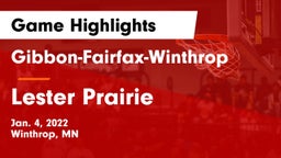 Gibbon-Fairfax-Winthrop  vs Lester Prairie  Game Highlights - Jan. 4, 2022