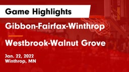 Gibbon-Fairfax-Winthrop  vs Westbrook-Walnut Grove  Game Highlights - Jan. 22, 2022