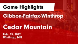 Gibbon-Fairfax-Winthrop  vs Cedar Mountain Game Highlights - Feb. 15, 2022