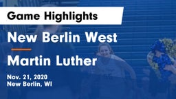 New Berlin West  vs Martin Luther  Game Highlights - Nov. 21, 2020